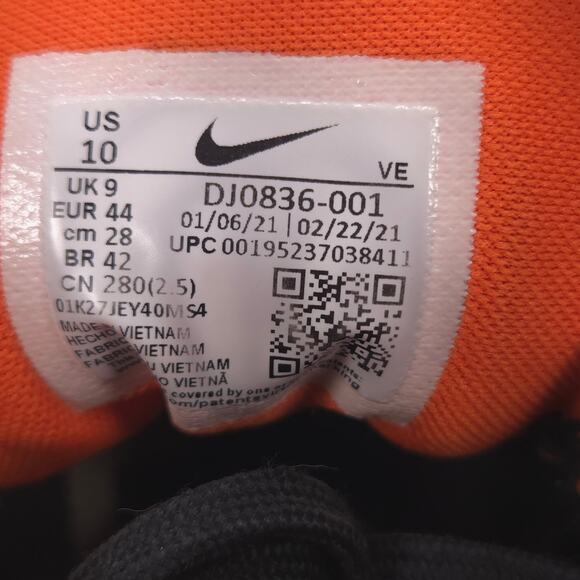 Nike Air Zoom Pegasus 38 OSU Athletic Shoe Mens Size 10 DJ0836-001 Black Orange - Picture 10 of 10